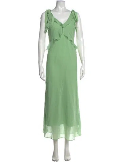 Pre-owned Christian Lacroix V-neck Long Dress In Green