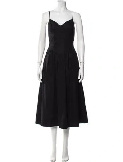 Pre-owned Christian Lacroix V-neck Midi Length Dress In Black