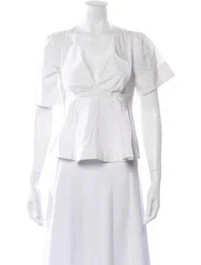 Pre-owned Christian Lacroix V-neck Short Sleeve Blouse In White