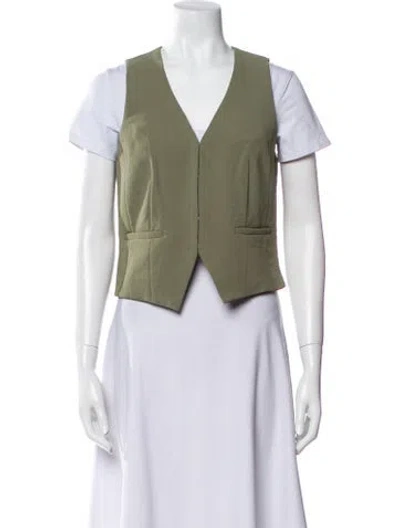 Pre-owned Christian Lacroix V-neck Short Sleeve Crop Top W/ Tags In Green