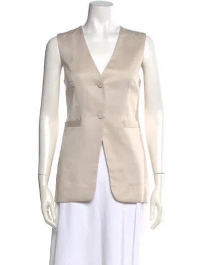 Pre-owned Christian Lacroix V-neck Sleeveless Top In Neutral