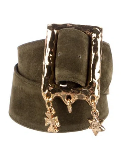 Pre-owned Christian Lacroix Wide Velvet Waist Belt In Green