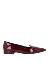 Christian Lacroix Woman Ballet Flats Burgundy Size 8 Cow Leather In Red