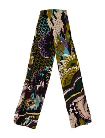Pre-owned Christian Lacroix Wool Printed Scarf In Green
