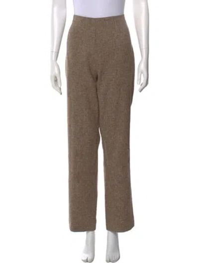 Pre-owned Christian Lacroix Wool Straight Leg Pants In Brown