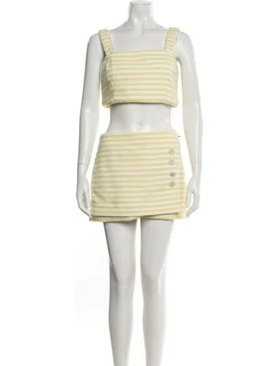 Pre-owned Christian Lacroix Wool Striped Skirt Set W/ Tags In Multi