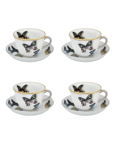Christian Lacroix X Vista Alegre Butterfly Parade Espresso Cups & Saucers, Set Of 4 In Multi