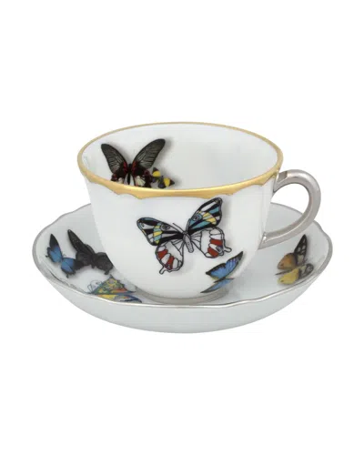 Christian Lacroix X Vista Alegre Butterfly Tea Cup & Saucer In White