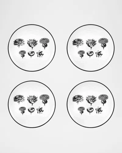 Christian Lacroix X Vista Alegre Herbariae Bread And Butter Plates, Set Of 4 In White/black