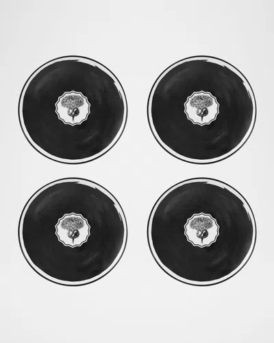 Christian Lacroix X Vista Alegre Herbariae Dessert Plates, Set Of 4 In Black