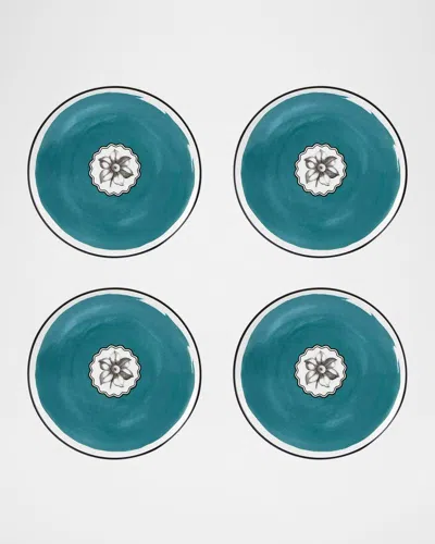 Christian Lacroix X Vista Alegre Herbariae Dessert Plates, Set Of 4 In Blue