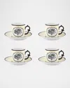 Christian Lacroix X Vista Alegre Herbariae Espresso/coffee Cups & Saucers, Set Of 4 In Yellow
