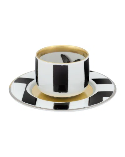 Christian Lacroix X Vista Alegre Sol Y Sombra Espresso/coffee Cups & Saucers, Set Of 4 In Black