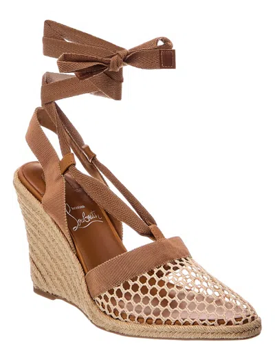 Christian Louboutin 100 Mesh & Canvas Wedge In Multi