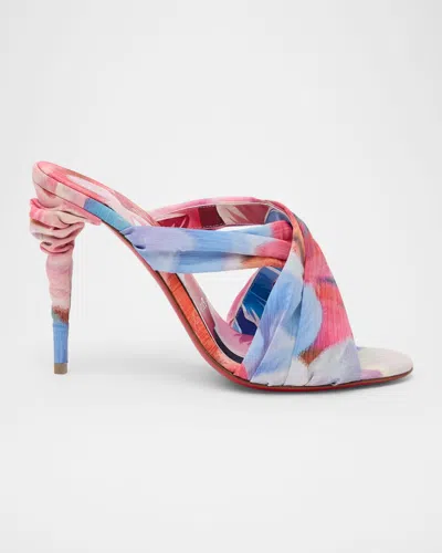Christian Louboutin 100mm Affabula Floral Silk Mule Sandals In Multi