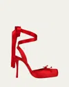 Christian Louboutin 100mm Cassia Silk Ankle-tie Ballerina Pumps In Red