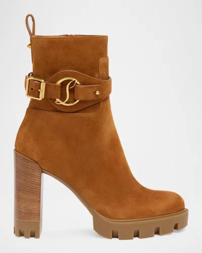 Christian Louboutin 100mm Dianouchette Suede Ankle Boots In Brown