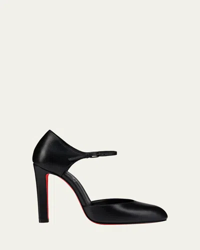 CHRISTIAN LOUBOUTIN 100MM FANNY DEMIE LEATHER ANKLE-STRAP PUMPS