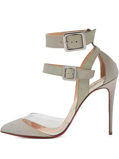Pre-owned Christian Louboutin 100mm Glitter Buckle Pumps