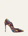 Christian Louboutin 100mm Hot Chick Geometric Satin Red Sole Pumps In Brown