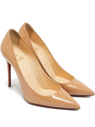 Pre-owned Christian Louboutin 100mm Kate Pumps In Neutral