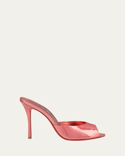 Christian Louboutin 100mm Me Dolly Metallic Leather Slide Sandals In Pink