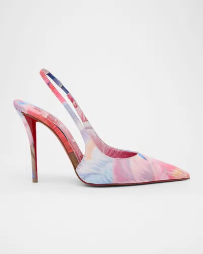 Christian Louboutin 100mm Miss Z Floral Slingback Pumps In Multi