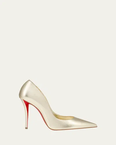 Christian Louboutin 100mm Miss Z Metallic Leather Pumps In Gold
