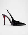 Christian Louboutin Miss Z Sling Patent Leather Slingback Pumps 100 In Black