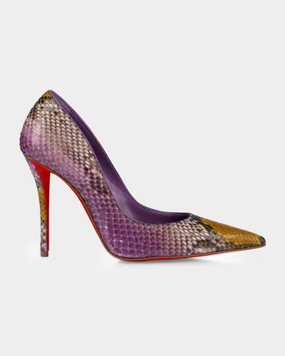 Christian Louboutin 100mm Miss Z Python Leather Pumps In Purple
