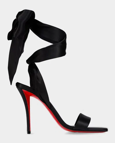 Christian Louboutin 100mm Miss Z Satin Ankle-wrap Sandals In Black