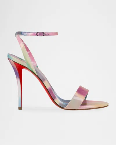 Christian Louboutin 100mm Miss Z Tie-dye Patent Leather Sandals In Multi