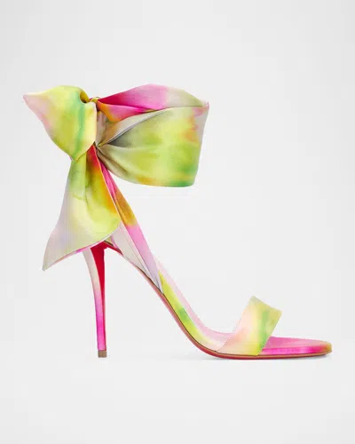 Christian Louboutin 100mm Miss Z Tie-dye Satin Ankle-wrap Sandals In Multi