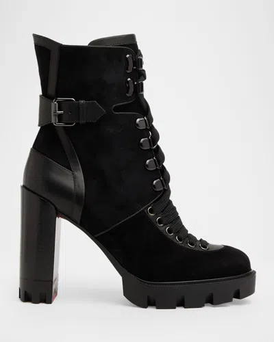 Christian Louboutin 100mm New Macademia Mixed Leather Ankle Boots In Brown