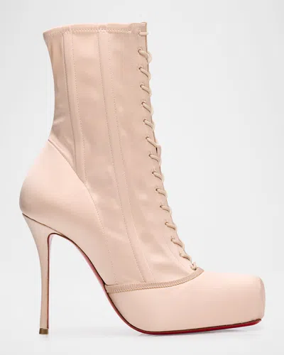 Christian Louboutin 100mm Pavlova Satin Booties In Pink