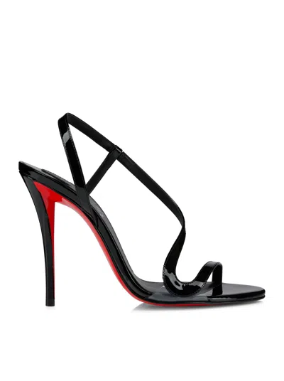 Christian Louboutin 100mm Pink Z Leather Slingback Heeled Sandals In Black