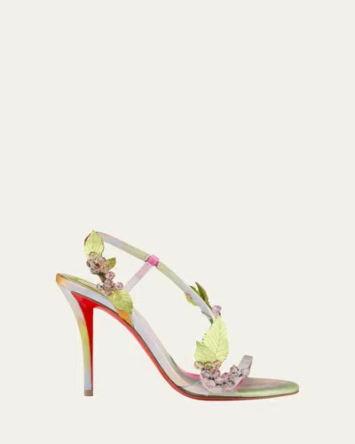 Christian Louboutin 100mm Rosa Fruit Embellished Satin Sandals In Multi