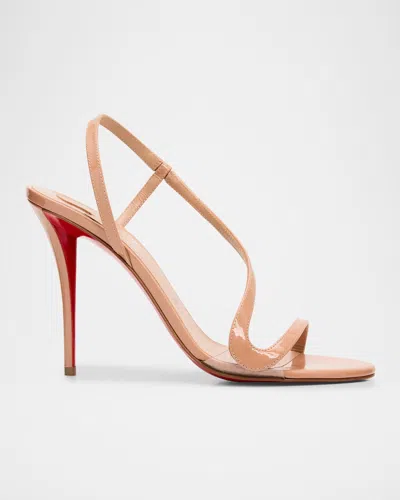 Christian Louboutin 100mm Rosa Z Patent Leather Sandals In Brown