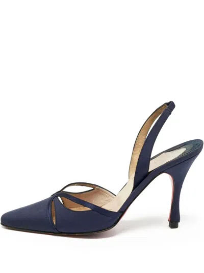 Pre-owned Christian Louboutin 100mm Slingback Pumps In Blue