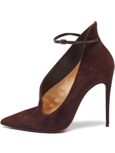 Pre-owned Christian Louboutin 100mm Suede Sandals