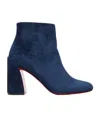 Christian Louboutin 100mm Turela Block-heel Suede Boots In Blue