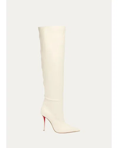 Christian Louboutin Zependris 100 Deer Leather Knee-high Boots In Neutral