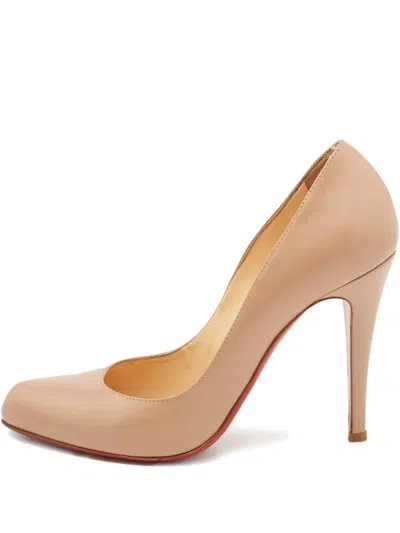 Pre-owned Christian Louboutin 105mm Decollete 868 Pumps In Neutral