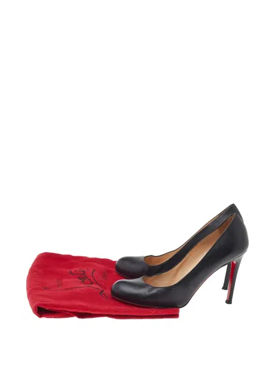 Pre-owned Christian Louboutin 105mm Simple Leather Heeled Pumps In Black
