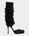Christian Louboutin 110mm Cassia Annmac Satin Leg Warmer Pumps In Black