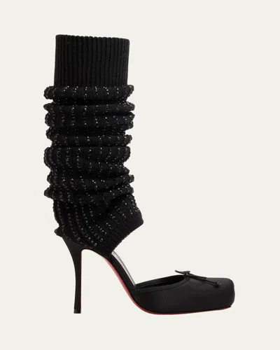 Christian Louboutin 110mm Cassia Annmac Satin Leg Warmer Pumps In Black
