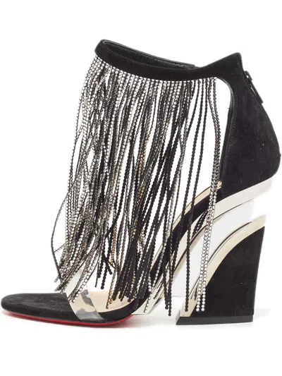 Pre-owned Christian Louboutin 110mm Fringed Sandals