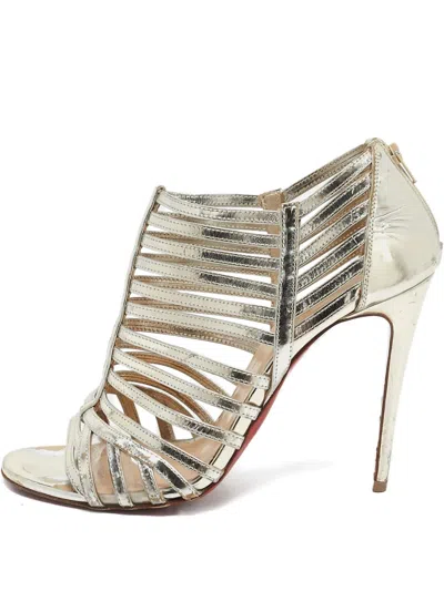 Pre-owned Christian Louboutin 110mm Jolly Sandals In Gold