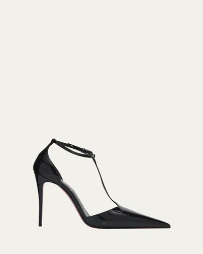Christian Louboutin 110mm Kate Max Patent Leather T-strap Pumps In Black