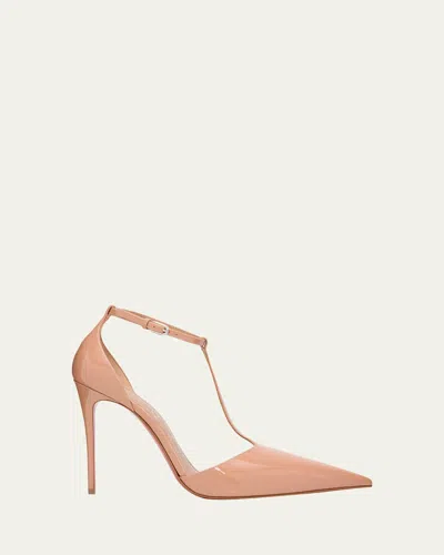 Christian Louboutin 110mm Kate Max Patent Leather T-strap Pumps In Brown